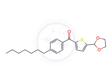 Chemical structure of (5-(1,3-Dioxolan-2-yl)thiophen-2-yl)(4-heptylphenyl)methanone