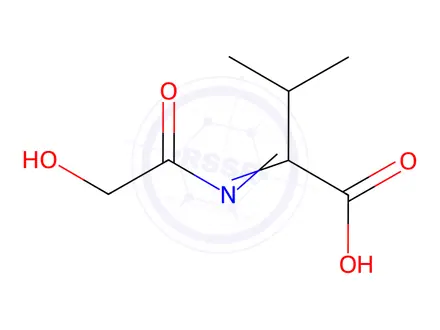 Chemical structure of Butanoic acid, 2-[(hydroxyacetyl)imino]-3-methyl-(9CI)