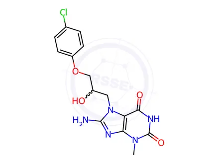 Chemical structure of 8-amino-7-(3-(4-chlorophenoxy)-2-hydroxypropyl)-3-methyl-3,7-dihydro-1H-purine-2,6-dione