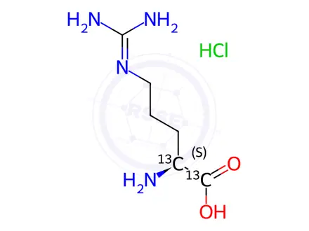 Chemical structure of L-ARGININE HCL (1,2-13C2)