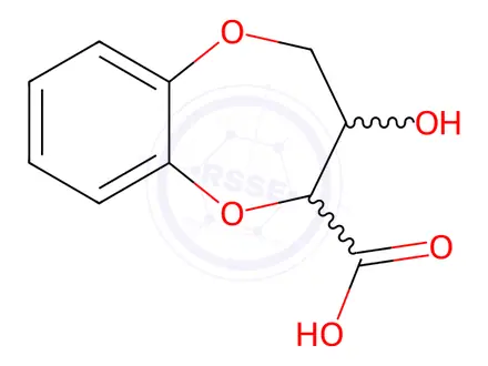 Chemical structure of 2H-1,5-Benzodioxepin-2-carboxylic acid, 3,4-dihydro-3-hydroxy-