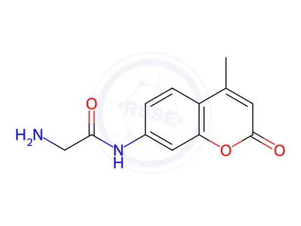 Chemical structure of AcetaMide, 2-aMino-N-(4-Methyl-2-oxo-2H-1-benzopyran-7-yl)-, Monohydrochloride