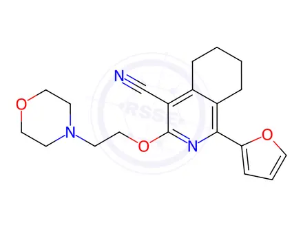 Chemical structure of 1-(Furan-2-yl)-3-(2-morpholinoethoxy)-5,6,7,8-tetrahydroisoquinoline-4-carbonitrile
