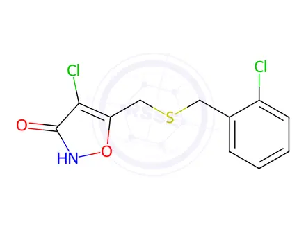 Chemical structure of 4-Chloro-5-(((2-chlorobenzyl)thio)methyl)isoxazol-3(2H)-one