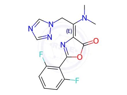 Chemical structure of (4E)-2-(2,6-Difluorophenyl)-4-[1-(dimethylamino)-2-(1H-1,2,4-triazol-1-yl)ethylidene]-4,5-dihydro-1,3-oxazol-5-one