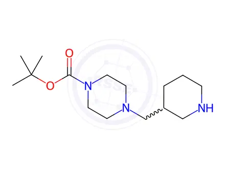 Chemical structure of tert-Butyl 4-(piperidin-3-ylmethyl)piperazine-1-carboxylate dihydrochloride