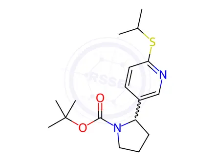 Chemical structure of tert-Butyl 2-(6-(isopropylthio)pyridin-3-yl)pyrrolidine-1-carboxylate