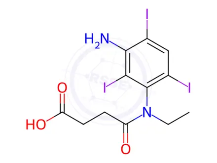 Chemical structure of succinic acid mono-3-amino-2,4,6-triiodo-N-ethylanilide