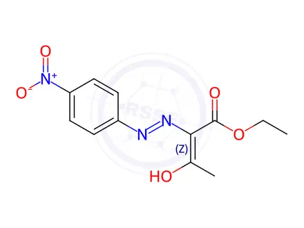 Chemical structure of Butanoic acid, 2-[2-(4-nitrophenyl)hydrazinylidene]-3-oxo-, ethyl ester