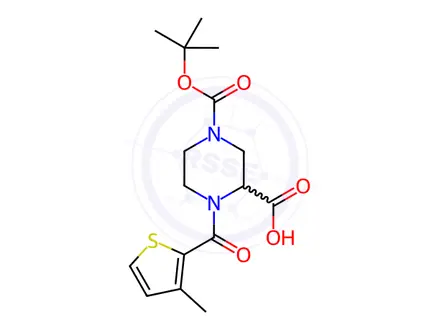 Chemical structure of 4-(3-Methyl-thiophene-2-carbonyl)-piperazine-1,3-dicarboxylic acid 1-tert-butyl ester