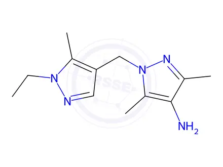 Chemical structure of 1-((1-Ethyl-5-methyl-1h-pyrazol-4-yl)methyl)-3,5-dimethyl-1h-pyrazol-4-amine