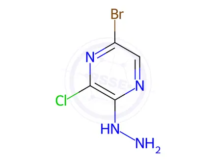 Chemical structure of (5-Bromo-3-chloropyrazin-2-yl)hydrazine