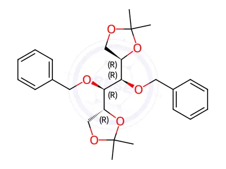 Chemical structure of D-Mannitol, 1,2:5,6-bis-O-(1-methylethylidene)-3,4-bis-O-(phenylmethyl)-