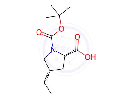 Chemical structure of 1-(tert-Butoxycarbonyl)-4-ethylpyrrolidine-2-carboxylic Acid
