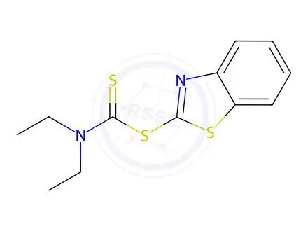 Chemical structure of 2-Benzothiazolyl Diethyldithiocarbamate