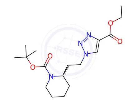 Chemical structure of tert-Butyl 2-{2-[4-(ethoxycarbonyl)-1H-1,2,3-triazol-1-yl]ethyl}-1-piperidinecarboxylate