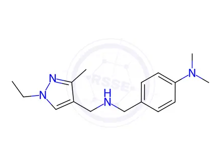Chemical structure of 4-({[(1-ethyl-3-methyl-1H-pyrazol-4-yl)methyl]amino}methyl)-N,N-dimethylaniline