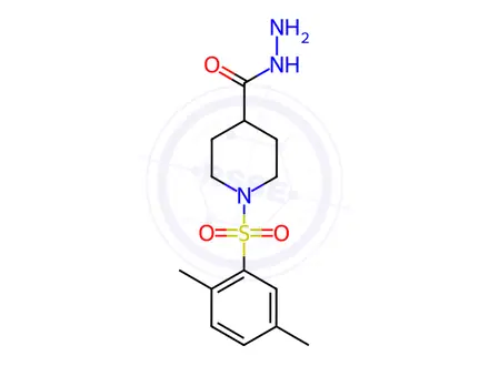 Chemical structure of 1-((2,5-Dimethylphenyl)sulfonyl)piperidine-4-carbohydrazide