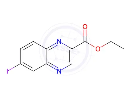 Chemical structure of 6-Iodoquinoxaline-2-carboxylic acid ethyl ester