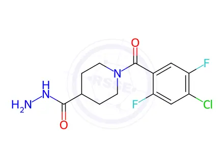 Chemical structure of 1-(4-chloro-2,5-difluorobenzoyl)piperidine-4-carbohydrazide
