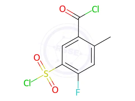 Chemical structure of Benzoyl chloride, 5-(chlorosulfonyl)-4-fluoro-2-methyl-