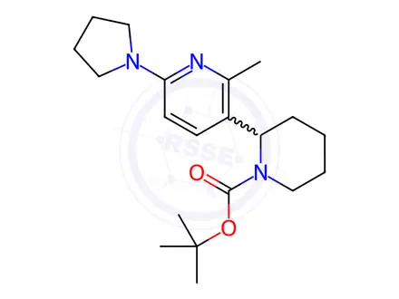 Chemical structure of Tert-butyl 2-(2-methyl-6-(pyrrolidin-1-yl)pyridin-3-yl)piperidine-1-carboxylate