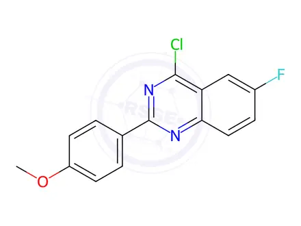Chemical structure of 4-Chloro-6-fluoro-2-(4-methoxyphenyl)quinazoline