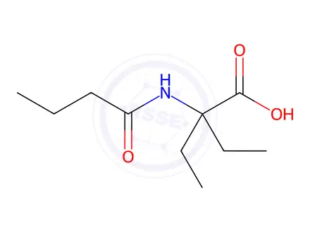 Chemical structure of Butanoic acid, 2-ethyl-2-[(1-oxobutyl)amino]-