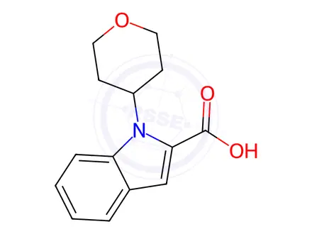 Chemical structure of 1-(Tetrahydro-2h-pyran-4-yl)-1h-indole-2-carboxylic acid