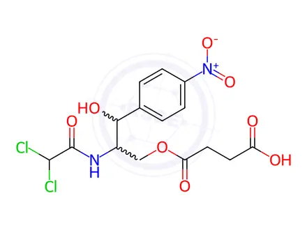 Chemical structure of Succinic acid, 2-(2,2-dichloroacetamido)-3-hydroxy-3-(p-nitrophenyl)propyl ester (6CI)
