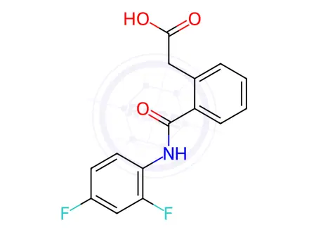Chemical structure of 2-{2-[(2,4-difluoroanilino)carbonyl]phenyl}acetic acid