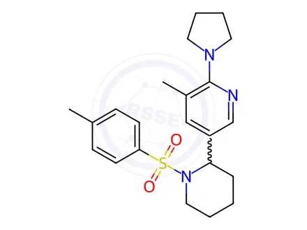 Chemical structure of 3-Methyl-2-(pyrrolidin-1-yl)-5-(1-tosylpiperidin-2-yl)pyridine