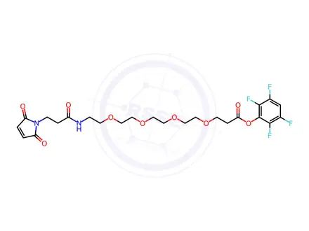 Chemical structure of 2,3,5,6-Tetrafluorophenyl 1-(2,5-dioxo-2,5-dihydro-1H-pyrrol-1-yl)-3-oxo-7,10,13,16-tetraoxa-4-azanonadecan-19-oate