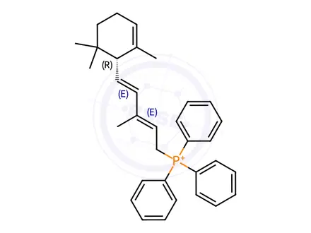 Chemical structure of [R-​(E,​E)​]​-[3-​Methyl-​5-​(2,​6,​6-​trimethyl-​2-​cyclohexen-​1-​yl)​-​2,​4-​pentadienyl]​triphenyl-phosphonium Bromide