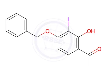 Chemical structure of 1-(4-(Benzyloxy)-2-hydroxy-3-iodophenyl)ethanone