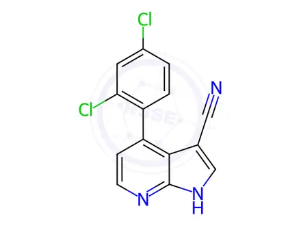 Chemical structure of 4-(2,4-Dichlorophenyl)-1H-pyrrolo[2,3-b]pyridine-3-carbonitrile