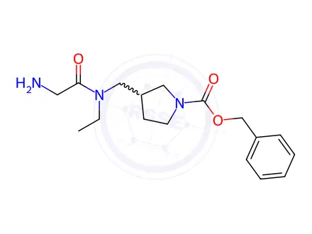 Chemical structure of Benzyl 3-((2-amino-N-ethylacetamido)methyl)pyrrolidine-1-carboxylate