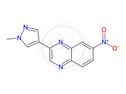 Chemical structure of Quinoxaline, 2-(1-methyl-1H-pyrazol-4-yl)-7-nitro-