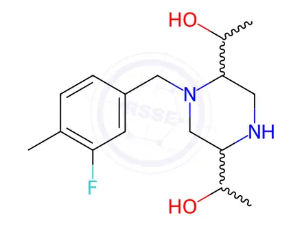 Chemical structure of 1-[1-(3-Fluoro-4-methylbenzyl)-5-(1-hydroxyethyl)-2-piperazinyl]-1-ethanol