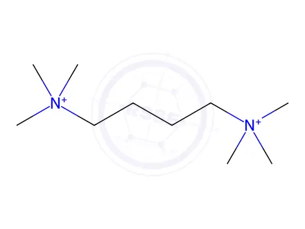 Chemical structure of N,N,N,N',N',N'-hexamethyl-N,N'-butan-1,4-diyldiammonium dibromide