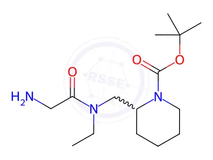 Chemical structure of tert-Butyl 2-((2-amino-N-ethylacetamido)methyl)piperidine-1-carboxylate