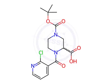 Chemical structure of 4-(2-Chloro-pyridine-3-carbonyl)-piperazine-1,3-dicarboxylic acid 1-tert-butyl ester