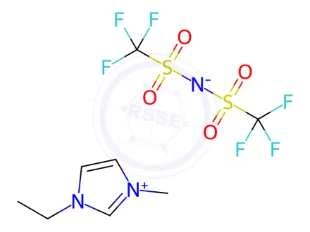 Chemical structure of 1-Ethyl-3-methylimidazolium bis(trifluoromethylsulfonyl)imide