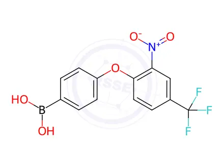 Chemical structure of 4-(2-Nitro-4-(trifluoromethyl)phenoxy)phenylboronic Acid