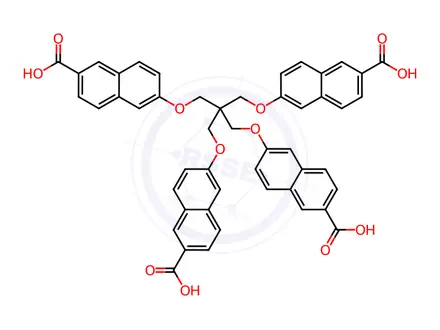 Chemical structure of 2-Naphthjavascript:void(0)alenecarboxylic acid, 6,6'-[[2,2-bis[[(6-carboxy-2-naphthalenyl)oxy]methyl]-1,3-propanediyl]bis(oxy)]bis-