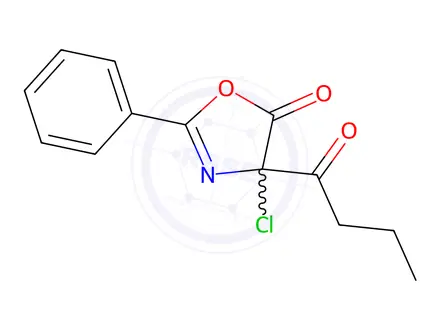 Chemical structure of 4-Butyryl-4-chloro-2-phenyloxazol-5(4H)-one