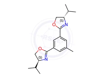 Chemical structure of (4S,4′S)-2,2′-(5-Methyl-1,3-phenylene)bis[4,5-dihydro-4-(1-methylethyl)oxazole]
