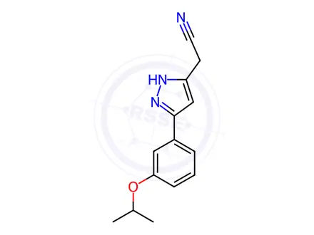 Chemical structure of 2-(5-(3-Isopropoxyphenyl)-1H-pyrazol-3-yl)acetonitrile