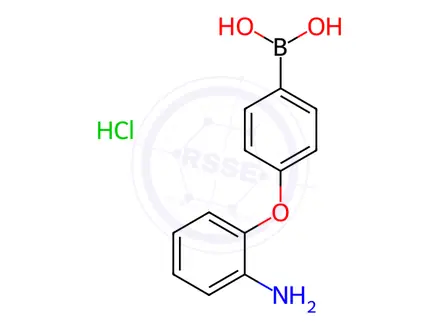 Chemical structure of (4-(2-Aminophenoxy)phenyl)boronic acid hydrochloride