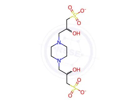 Chemical structure of Piperazine-N,N'-bis(2-hydroxypropanesulphonic acid) disodium salt